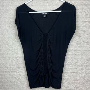 Vintage DKNY 100% Silk Whimsigoth Ruched Top Small